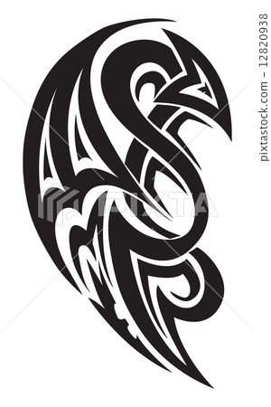 Tribal tattoo design, vintage engraving. Tribal tattoo design, vintage engraving. 12820938