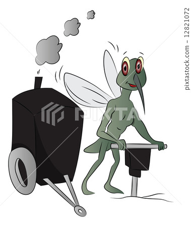 Vector of house-fly with power jackhammer. 12821072