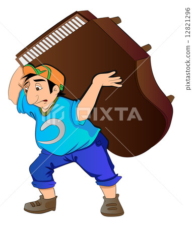 Man Lifting a Piano, illustration Man Lifting a Piano, illustration 12821296