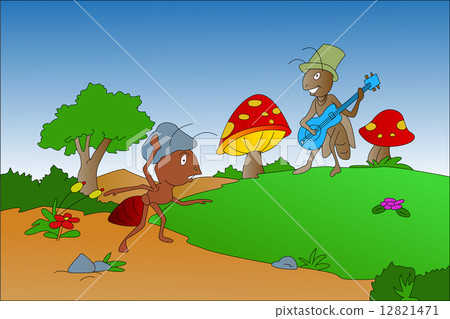 Ant and Grasshopper, illustration Ant and Grasshopper, illustration 12821471