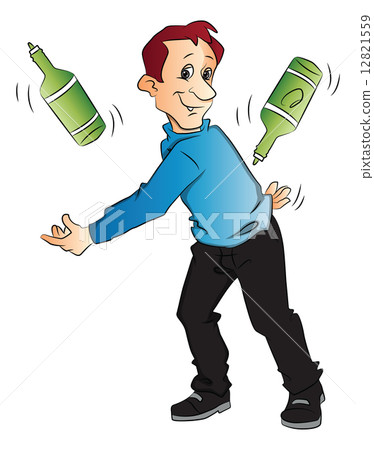 Vector of man juggling bottles. Vector of man juggling bottles. 12821559