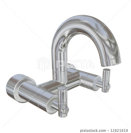 Modern faucet with chrome finishing, 3d illustration 12821819