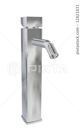 Modern faucet with chrome or stainless steel finishing, 3d illus 12821831