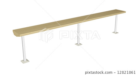 Balance beam or wooden rail, 3D illustration 12821861