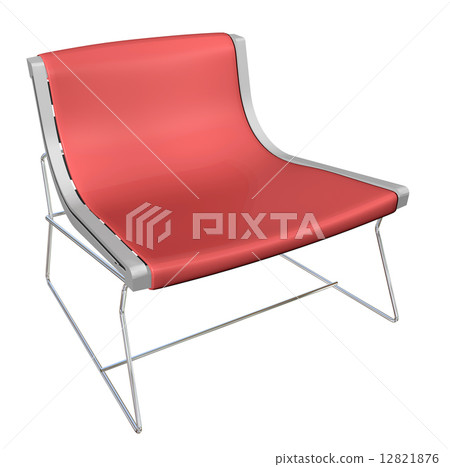 Low-back plastic chair, 3D illustration 12821876