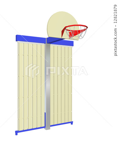 Red, blue and beige wall-mounted basketball goal with protective 12821879