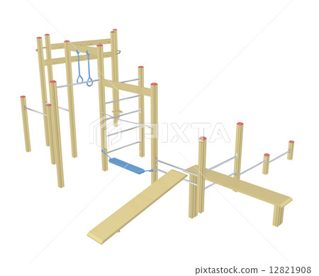 Sit-up and pull-up bars, 3D illustration Sit-up and pull-up bars, 3D illustration 12821908