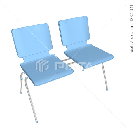 Two-seater stackable plastic chair, 3D illustration 12821941