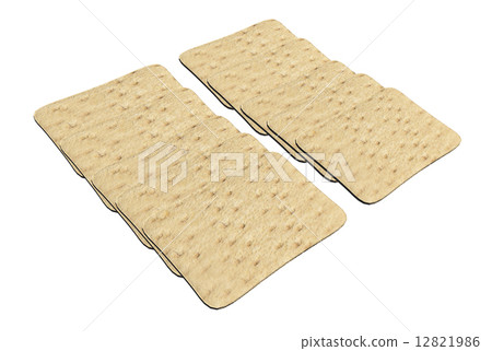 Set of rectangular wheat crackers, 3d illustration Set of rectangular wheat crackers, 3d illustration 12821986