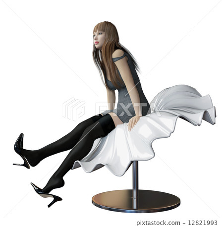 Sexy woman sitting in a futuristic bench Sexy woman sitting in a futuristic bench 12821993