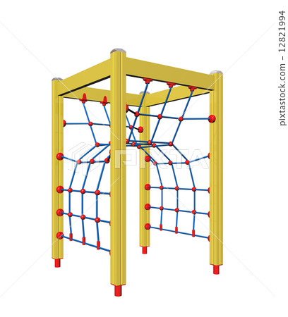 Yellow, blue and red four-pole kid rope climber, 3D illustration Yellow, blue and red four-pole kid rope climber, 3D illustration 12821994
