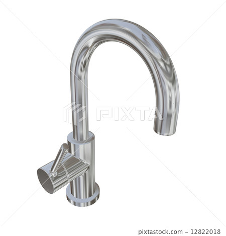 Modern faucet with chrome or stainless steel finishing, 3d illus Modern faucet with chrome or stainless steel finishing, 3d illus 12822018