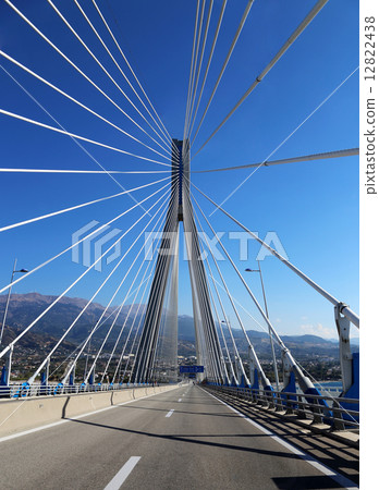 suspension bridge crossing Corinth Gulf strait, Patra, Greece. suspension bridge crossing Corinth Gulf strait, Patra, Greece. 12822438