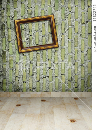 Gold frame on a old wall room background Gold frame on a old wall room background 12822743