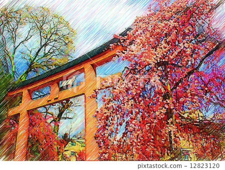 Hirano Shrine torii painting style 12823120