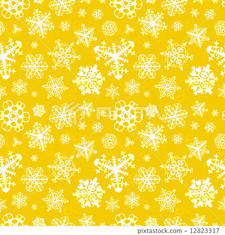 Different modern snowflakes on yellow background seamless pattern Different modern snowflakes on yellow background seamless pattern 12823317