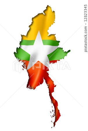 Burma Myanmar flag map 12823345