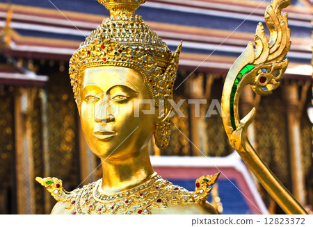 Golden kinnara statue in Grand palace Bangkok,Thailand. 12823372