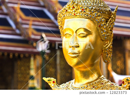 Golden kinnara statue in Grand palace Bangkok,Thailand. 12823373