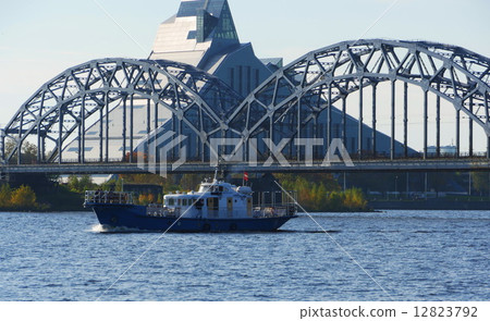 railroad bridge and National Library in Riga railroad bridge and National Library in Riga 12823792