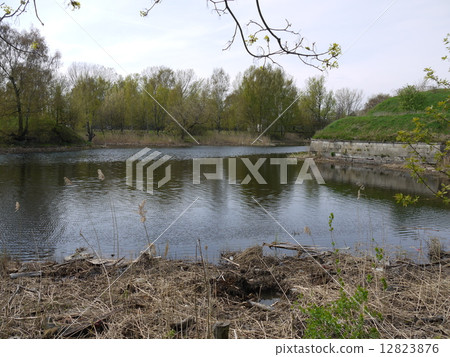 Lake in old  castle 12823876