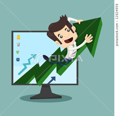 Businessman rising arrow with growing 12824959