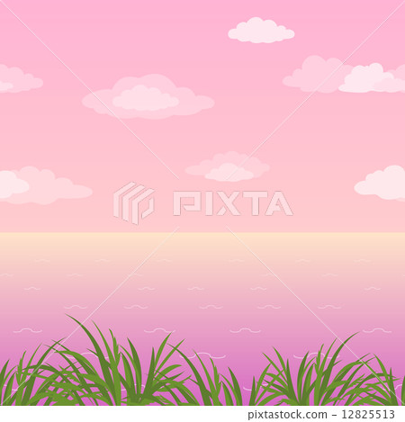 Sea landscape, seamless, grass and sky Sea landscape, seamless, grass and sky 12825513