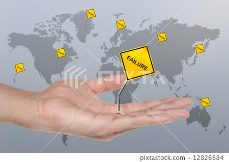 hand symbol with failure sign  , business concept 12826884