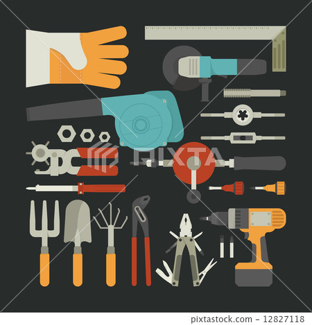 Hand tools icon set , flat design - Stock Illustration [12827118] - PIXTA