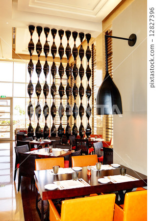 The restaurant interior of luxury hotel, Saadiyat island, Abu Dh 12827396