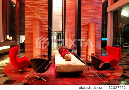 Modern lobby interior in night illumination, Pattaya, Thailand Modern lobby interior in night illumination, Pattaya, Thailand 12827652