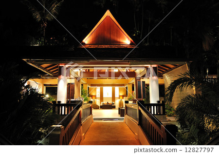 Lobby night illumination at the luxury hotel, Phuket,  Thailand 12827797