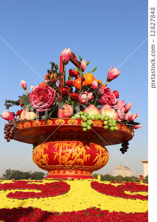 Huge flower basket in Tiananmen square,  Beijing, China 12827848