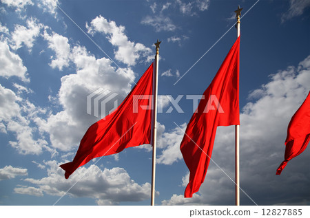 Red flags on the Tiananmen Square -- Beijing, China Red flags on the Tiananmen Square -- Beijing, China 12827885
