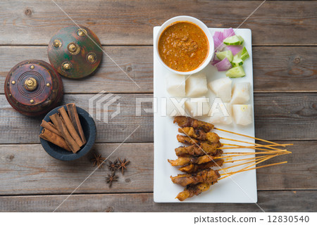 chicken satay popular asian dish top view chicken satay popular asian dish top view 12830540