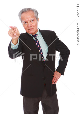 white background,old man, studio shot, businessman portrait suit,senior,formal, serious, confuse     12833414