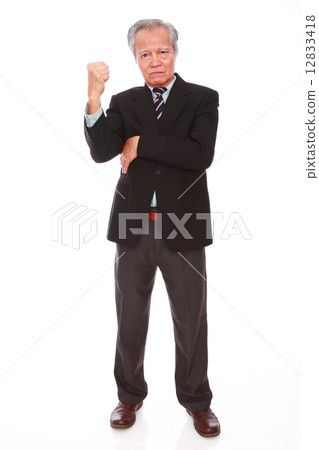 white background,old man, studio shot, businessman portrait suit,senior,formal, serious, confuse     12833418