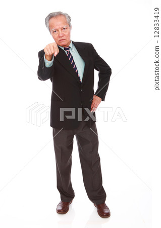 white background,old man, studio shot, businessman portrait suit,senior,formal, serious, confuse     12833419