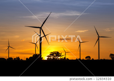 Wind Turbine Farm at Twilight Wind Turbine Farm at Twilight 12834310