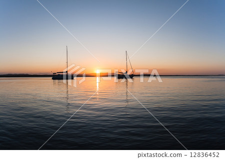 Sunset Lagoon Yachts Water Silhouettes 12836452