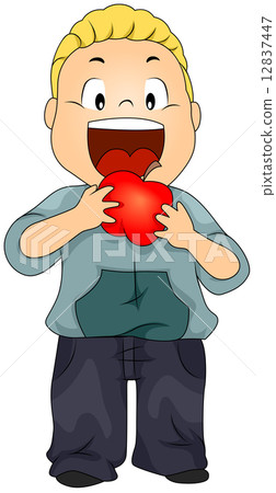 Kid Eating Apple 12837447