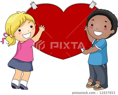 Kids Putting a Giant Heart on the Wall Kids Putting a Giant Heart on the Wall 12837853