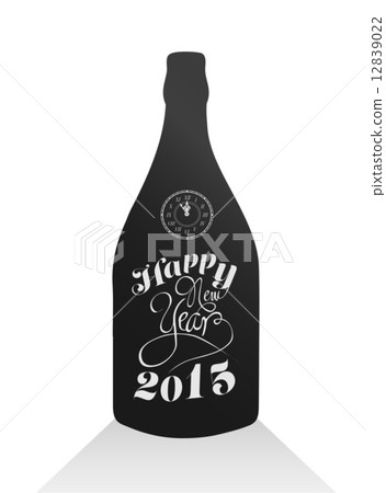 New years message on champagne bottle vector - Stock Illustration ...