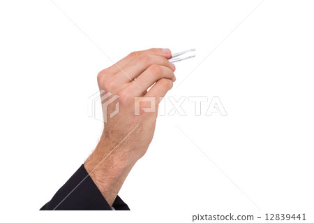 Hand of businessman holding tweezers 12839441