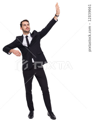 Cheerful businessman well dressed with arms out Cheerful businessman well dressed with arms out 12839661