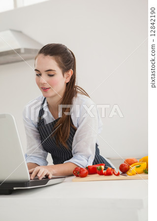 Pretty brunette following online recipe Pretty brunette following online recipe 12842190