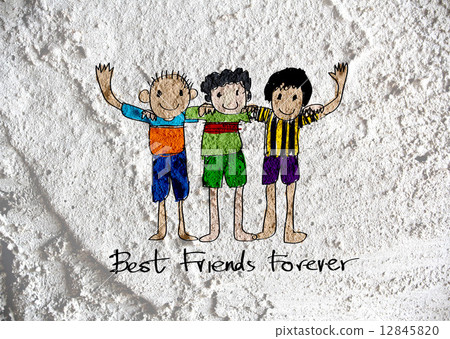 Happy Friendship Day and Best Friends Forever on wall texture ba Happy Friendship Day and Best Friends Forever on wall texture ba 12845820