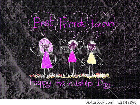 Happy Friendship Day and Best Friends Forever on wall texture ba Happy Friendship Day and Best Friends Forever on wall texture ba 12845866