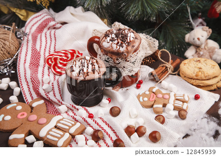 two cups of cocoa  12845939