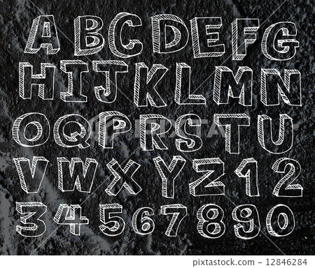 Hand drawn letters font written on wall texture background desig 12846284